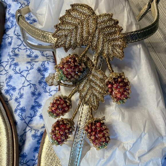 Sarah Flint Gold Textured Saffiano Sandals (IT 41.5) - Picture 4 of 9